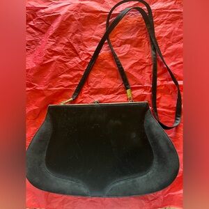 Nando Muzi vintage Black Women's Suede and silk . Shoulder Bag